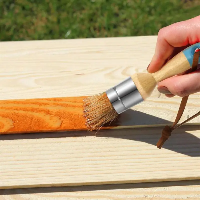 Ensemble de pinceaux à manche ergonomique pour la décoration intérieure, pinceaux d'avertissement de craie, outil de peinture de bricolage, poils de cailloux, projets en bois, 4 pièces