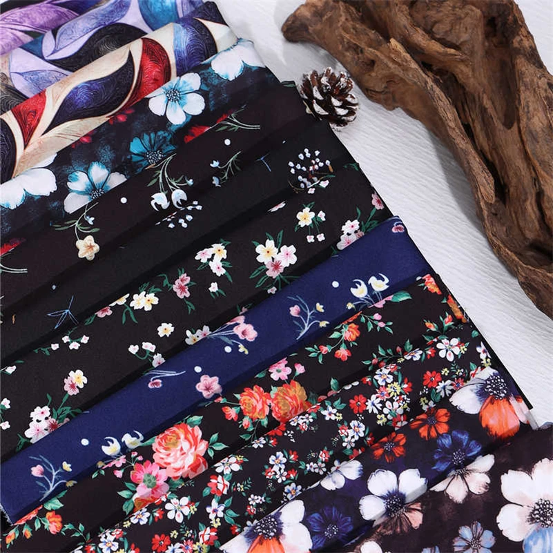 

Шифоновая непрозрачная весенне-летняя крутая дышащая ткань с цветочным принтом для шитья одежды для метров