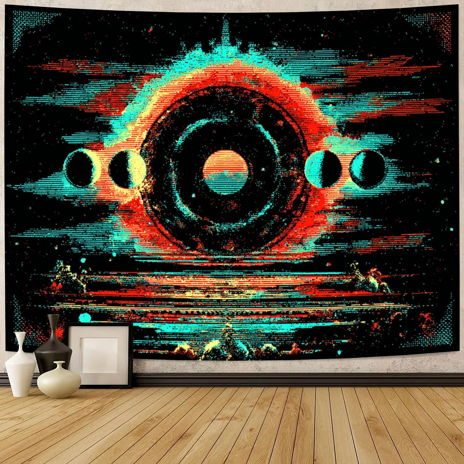 Abstract Cosmic Galaxy Tapestry Wall Hanging Retro Psychedelic Neon Space Art Bohemian Universe Decor Polyester Print Home Decor