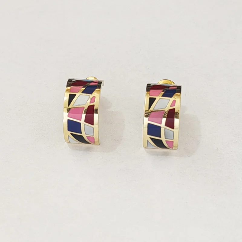 Color Culture  New Arrival High Quality  Women Enamel  Filled Color Design  Earrings