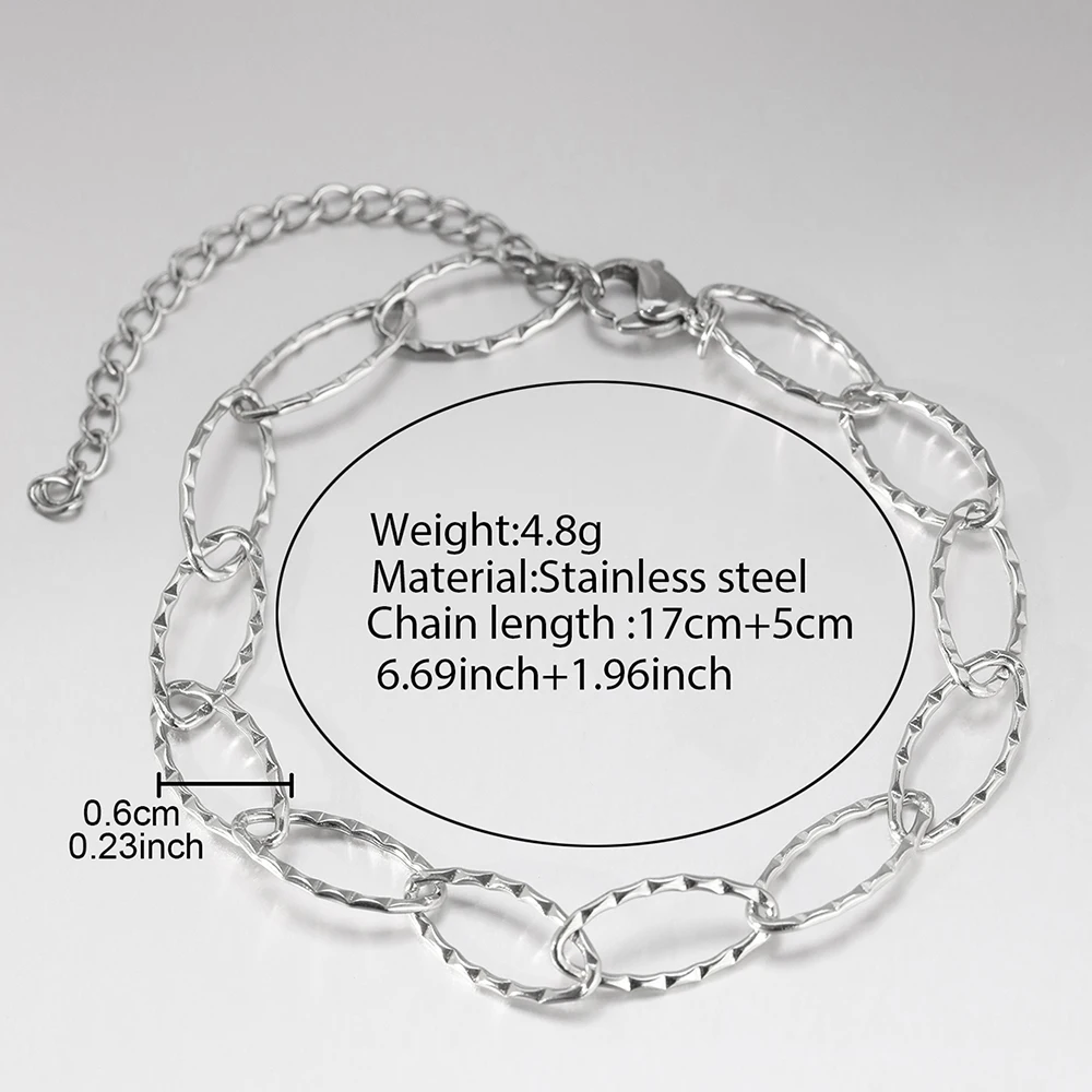 Stainless Steel Bracelets Elliptical O-Ring Chain Minimalist Classics Bracelet For Women Jewelry Everyday Wear Beautiful Gifts