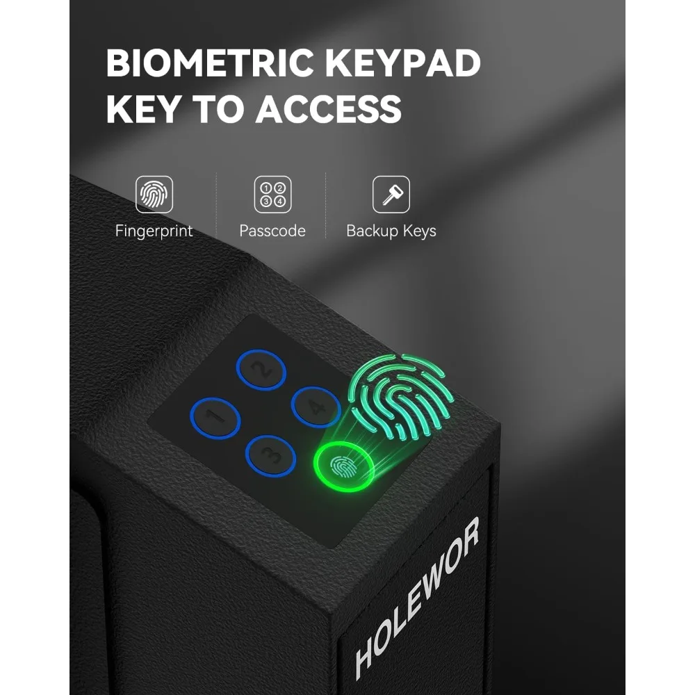 Gun Safe Biometric Pistol Safe Bedside Handgun Case, Slider Fingerprint 3 Ways Quick Access Mounted Gun Lock Box for Nightstand,