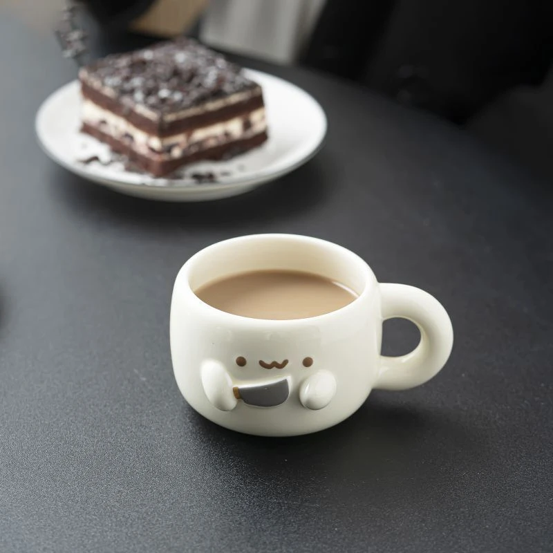 

Creative Cartoon Ceramic Embossed Mug Cute Home Breakfast Cup For Milk And Coffee