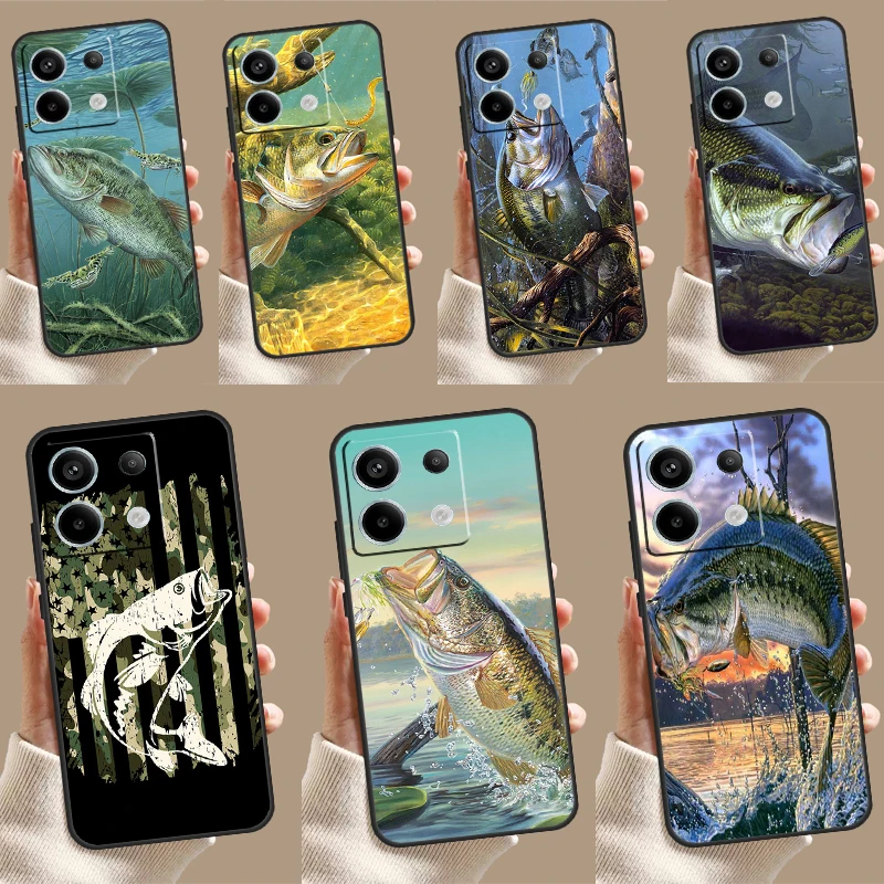 Bass Fishing Lake Fisherman Phone Case For Xiaomi Redmi Note 13 Pro 12 10 9 8 11 Pro 12S 11S 10S 9S 10A 9C 10C 12C 13C