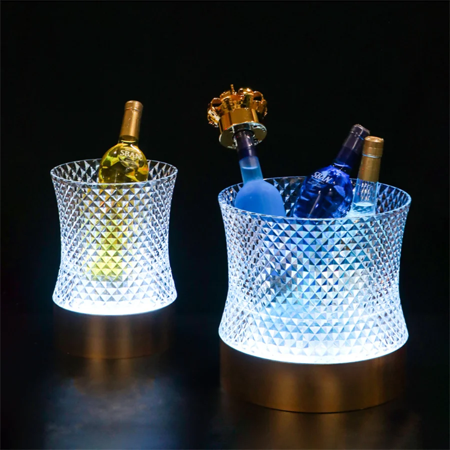 Waterproof Acrylic LED Ice Bucket Light Up Champagne Beer Wine Bucket Holder Bars Nightclubs Bars Nightclub Bar Party Decor