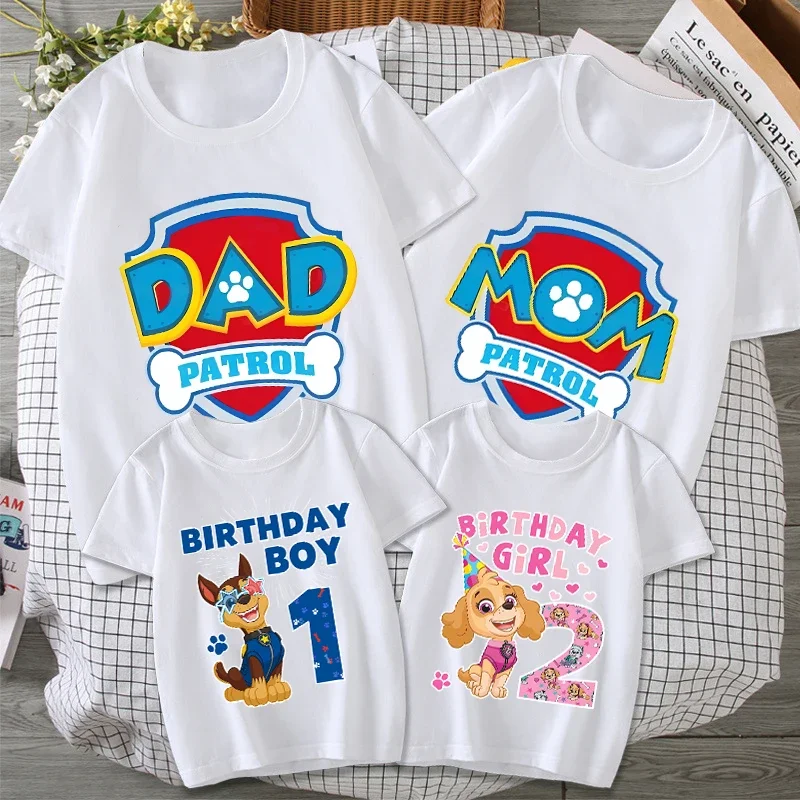 Paw Patrol Parent-child T-shirts Anime Cartoon Cute Parent Child Clothing Men Women Kids Summer Fashion Short Sleeved Shirt Gift