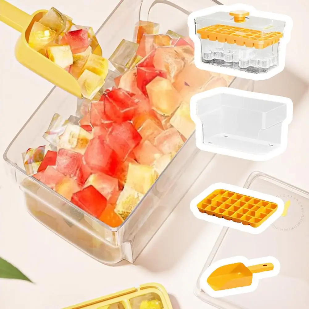 Ice Cube Mold Flexible Ice Cube Tray 34/68-cavity Ice Cube Tray with Lid Scoop Bpas-free Quick Release Mold Storage for Freezer