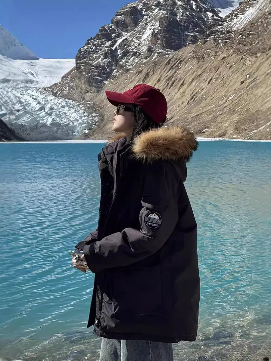 

Парка женская демисезонная, высококачественная, из полиэстера, свободного кроя, с принтом, молодежная, двусторонняя, с двойной застежкой, для повседневной носки