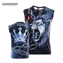 Muay Thai Shirt Sleeveless Vest Rashguard Jiu Jitsu Men‘s MMA Boxing T-Shirt Lion Tiger BJJ Kickboxing Fight Jerseys Tank Tops