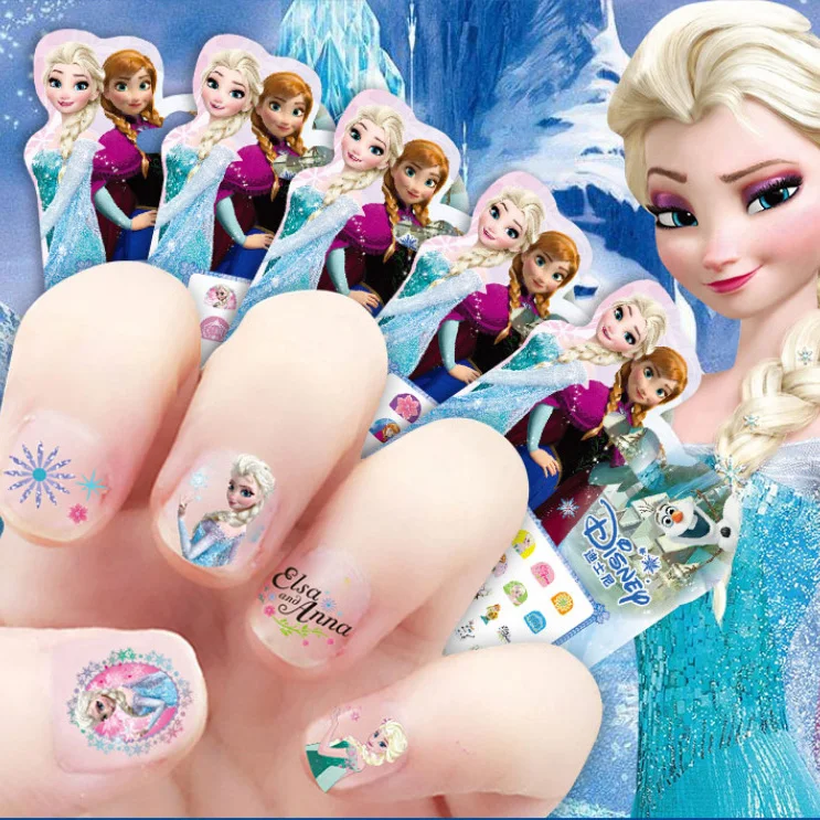 Disney Nail Sticker Frozen Sofia Princess Minnie Cartoon Character Child Girl Nail Applique Birthday Gifts for Girls