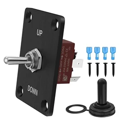DaierTek Rocker Toggle Switches Momentary Polarity Reverse Switch 6 Pin 3 Position (ON)-Off-(ON) With UP/Down Plate For RV Boat