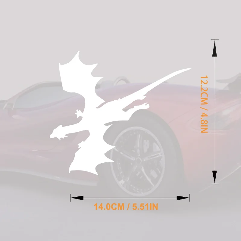 White Flying Dragon Silhouette Vinyl Sticker, Self-Adhesive Decal for Car Window, Truck Bumper & Laptop
