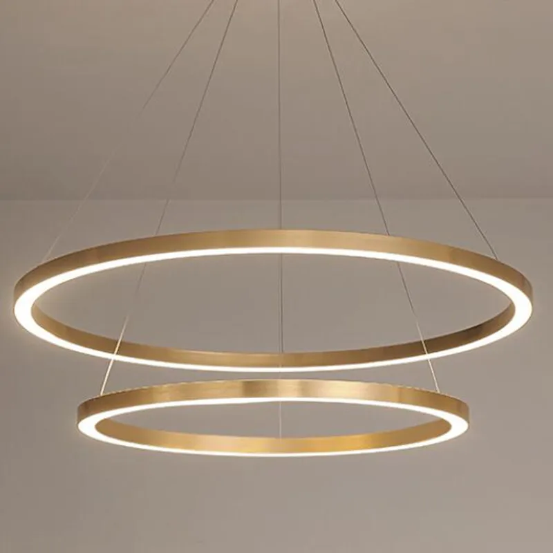 

New Modern Simple Rings Chandelier Home Living Room Suspension Gold Lamp Pendant for Dinning Room Dimming Loft Light