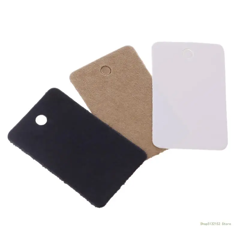 QX2E 100pcs Kraft Paper Gift Cards Hang Tags Jewelry Labels Tag Craft Decor 2x3.3cm