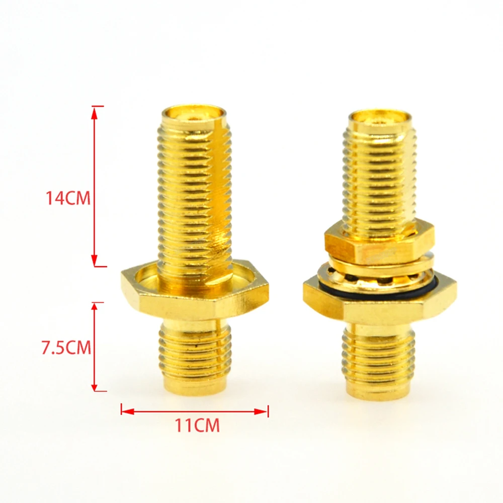 10Pcs/Lot Waterproof SMA Female Jack to SMA Female Bulkhead Straight Adapter for Raido Antenna 50 Ohm RF Connector