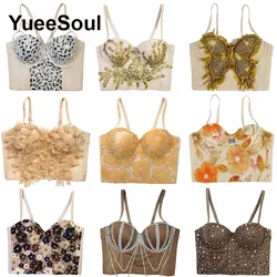 Brown Crop Tops 2025 New Y2K Vintage Sweet Cute High Street Corset Top Wedding Party Club Sexy Slim Tank Tops Women Clothing