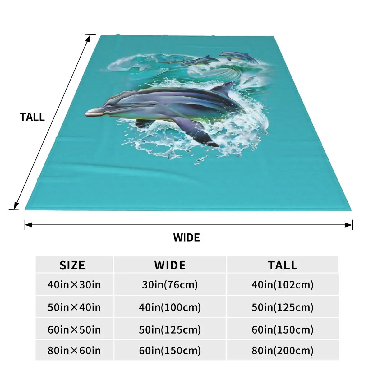 Dolphins Catching Waves Blankets Flannel Sofa Throw Blanket Warm for Home Bedroom Throws Bedspread Quilt