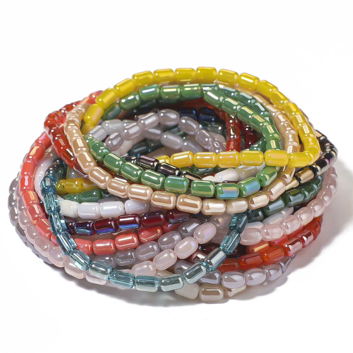 4 x 6 mm bunte zylindrische Porzellan-Kristall-Quarzperlen, glatte, einfarbige Glasperlen für handgefertigte DIY-Armband-Anhänger – Detail 12