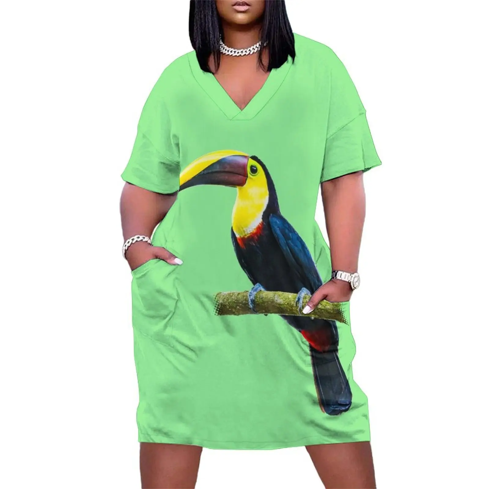 Toucan on a Branch Loose Pocket Dress Elegant gowns Female dress women's clothing trend 2025