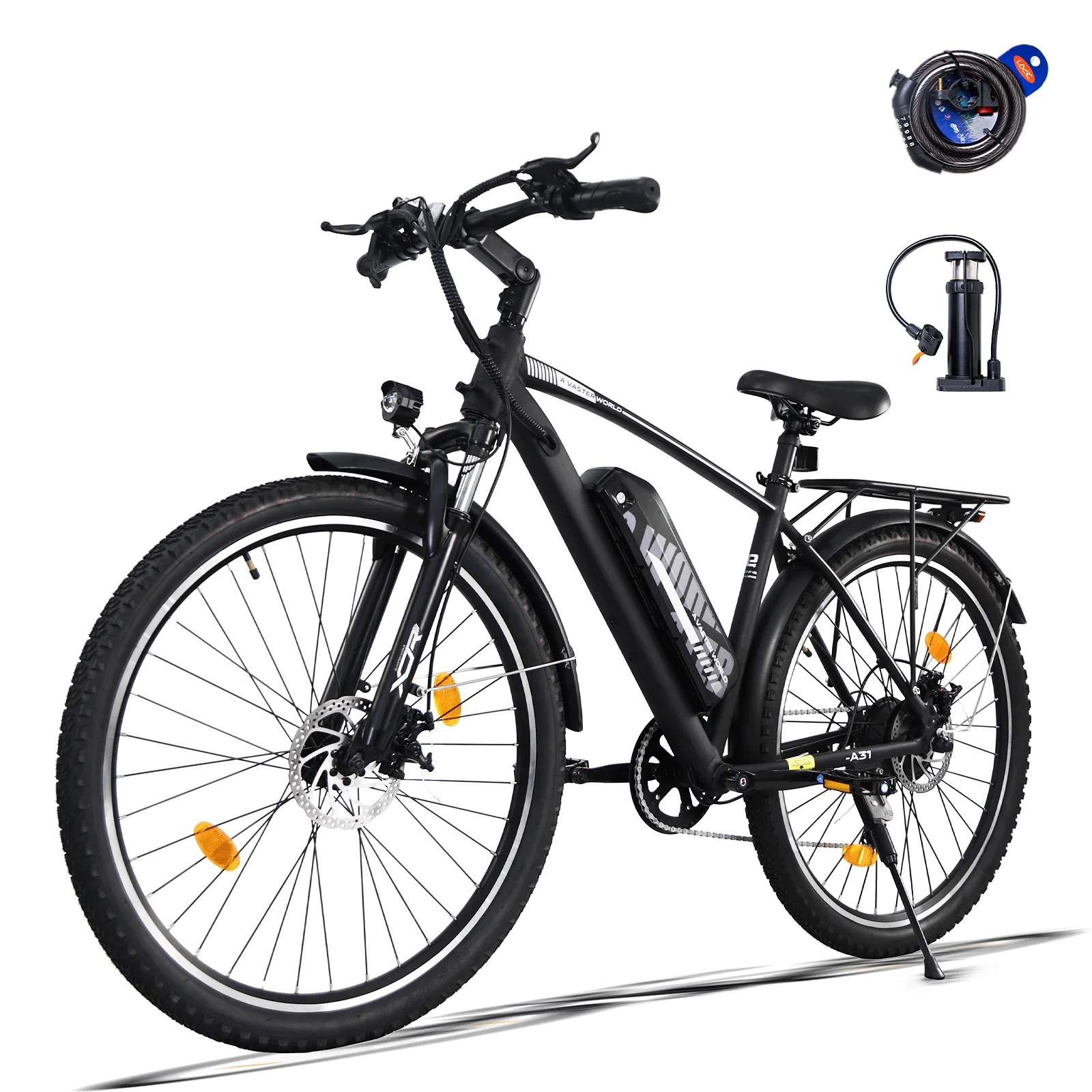 Bicicletta Elettrica AVDL EU 27.5" per Adulti, E-Bike con Motore da 350W e Batteria da 36V 10.4Ah, Bici da Pendolare 25KM/H, Autonomia 30-50KM