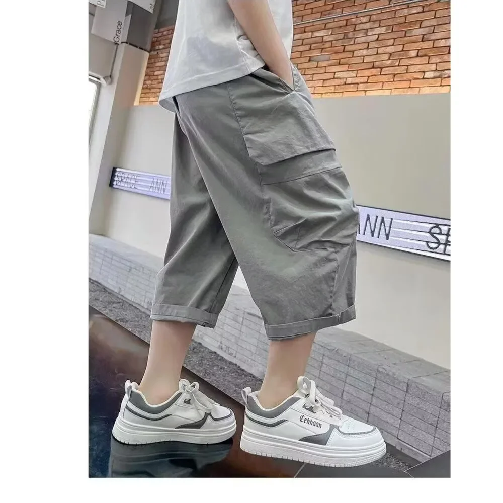 

Укороченные брюки для мальчиков, повседневные свободные брюки Брюки для мальчиков, шорты, летние тонкие, детские летние брюки средней длины