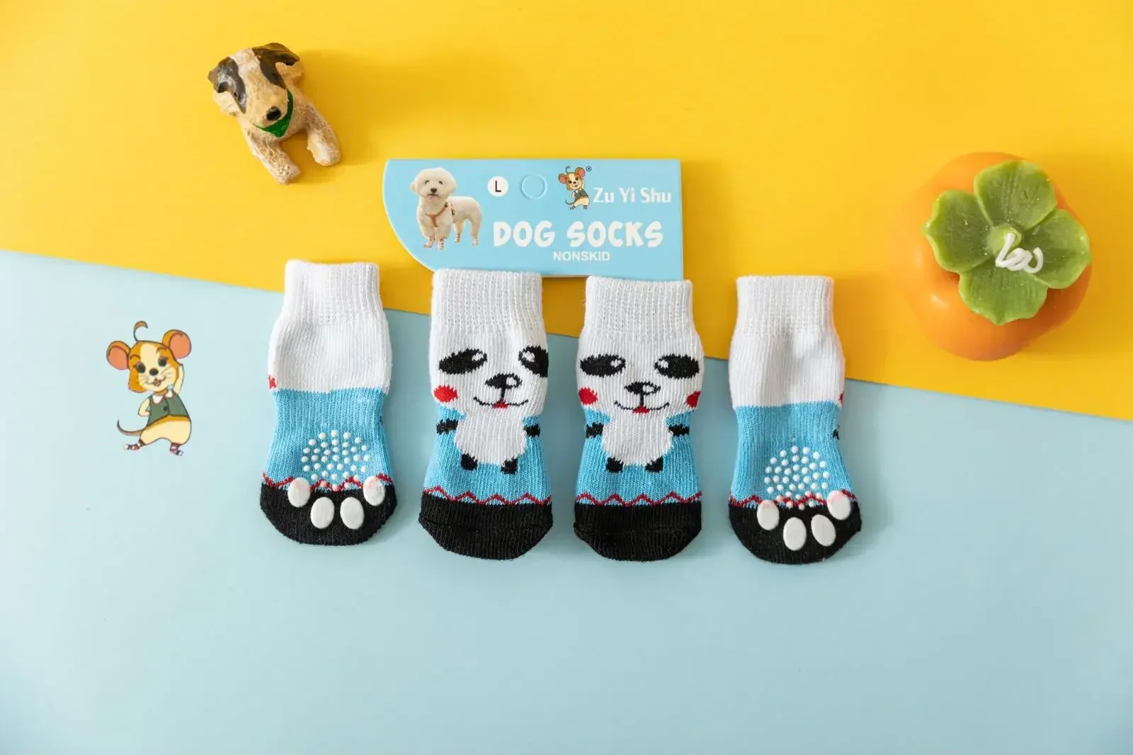 4PCS Small Dog Socks, Foot Covers，Corgi, PoodlePomeranian Foot Covers Indoor Socks Big, Medium
