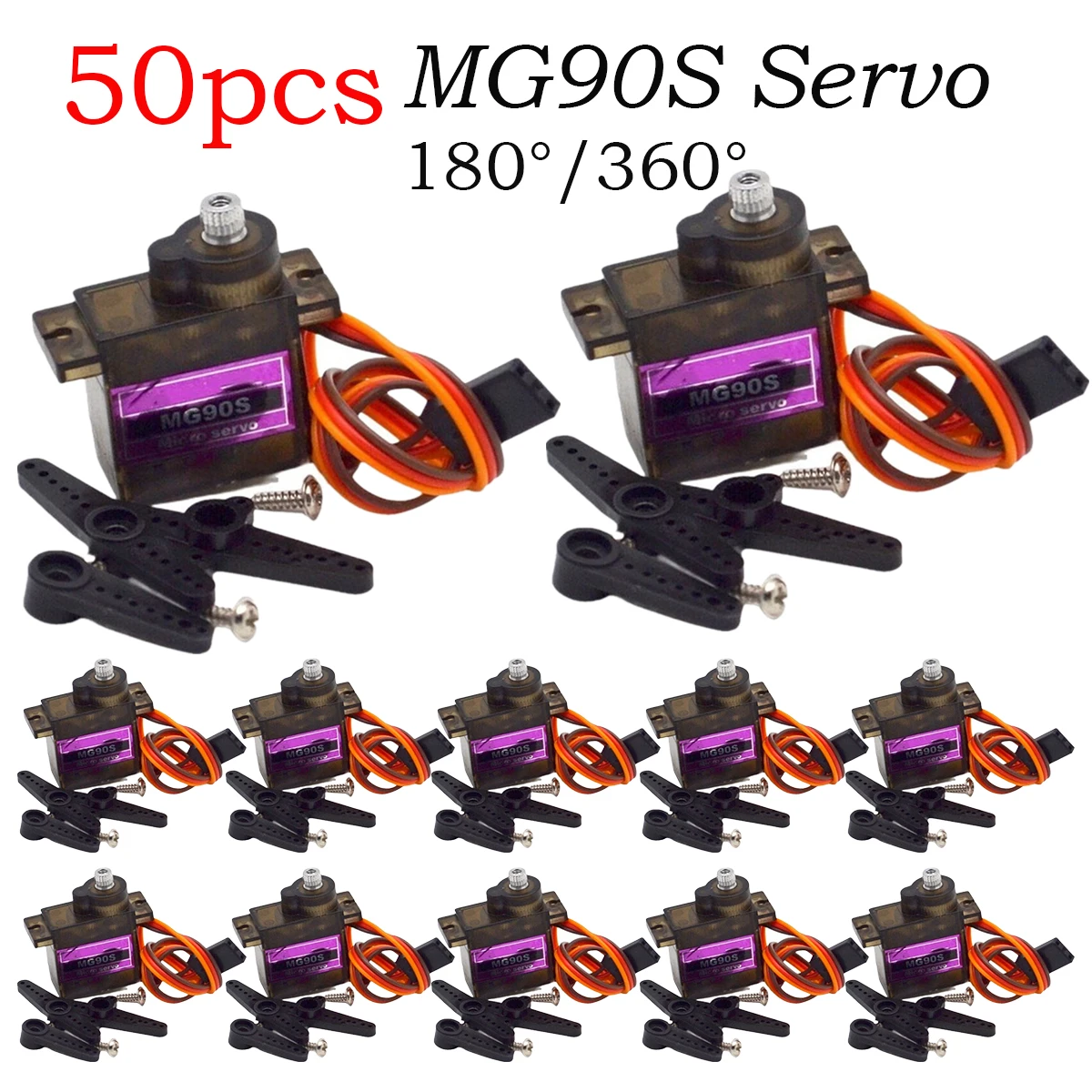 20/50 Pcs MG90S Micro Servo Motor Metal Gear Analog RC Servomotor 180 360 For Mini Car Airplane Helicopter Arduino Robot