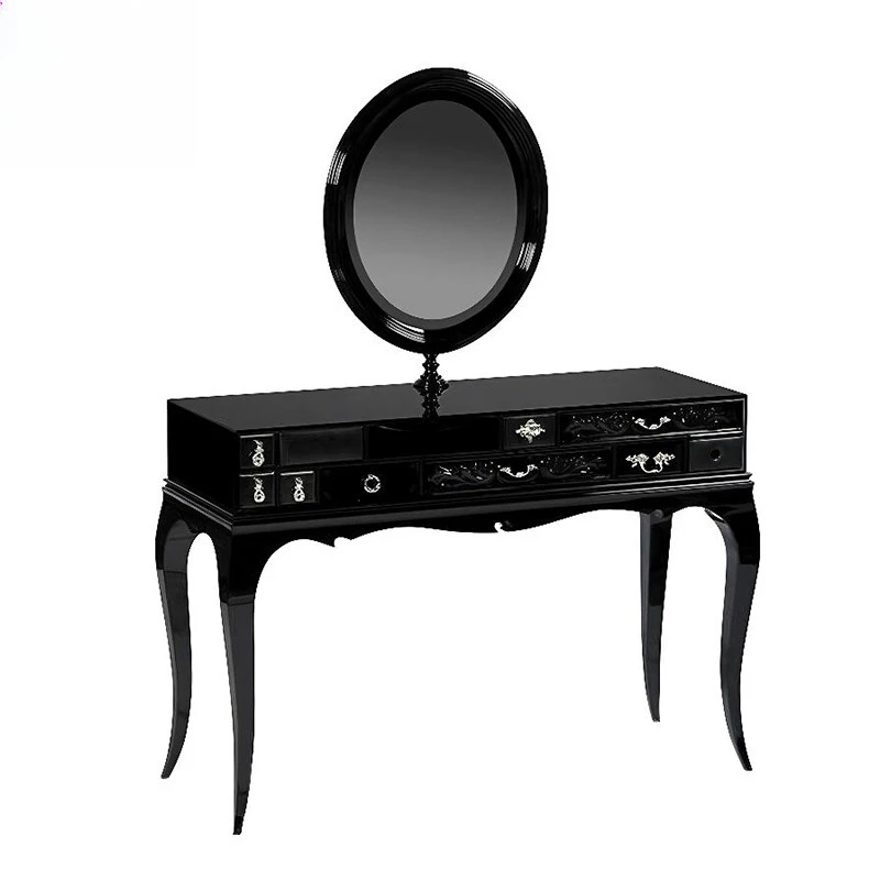 

High-end creative solid wood dresser villa bedroom designer light luxury mirror makeup table