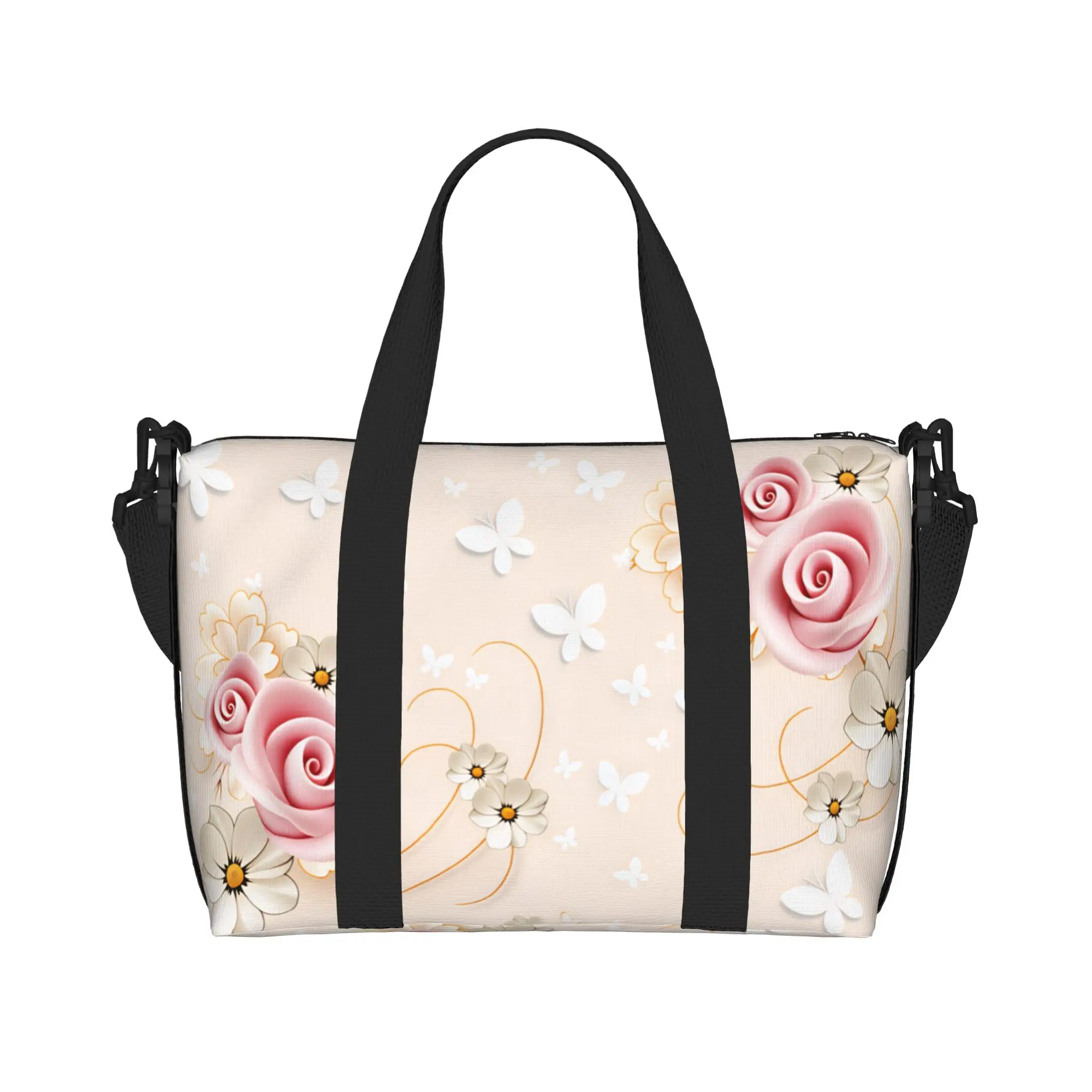 Custom Large Fashion Trend 3D Flowers Tote Bag for Women Luxury High 3D Floral Shoulder Shopping Gym Beach Travel Bag