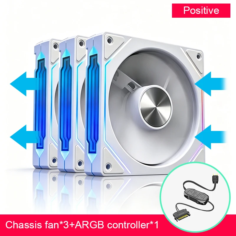 3 Pcs Prism 4CD Pattern Chassis Fan RGB Cooling Belt Infinite Mirror Air-Cooled 12V 3-Pin Sea View Room Combination Installation