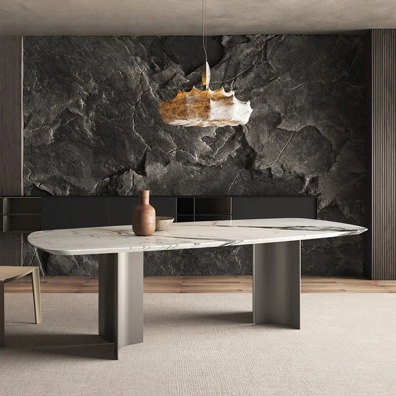 light luxury dining table imported large white natural luxury stone modern long marble dining table