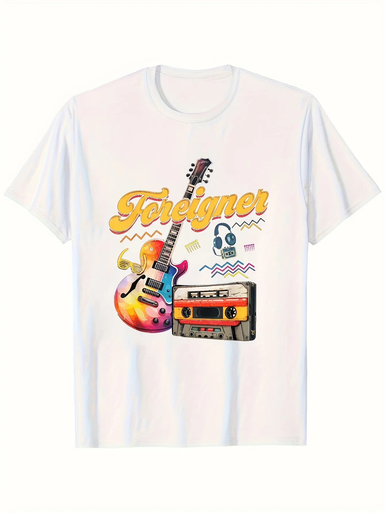 Camiseta Retro Vintage de Música Rock de los 90 con Diseño de Cassette de Foreigner