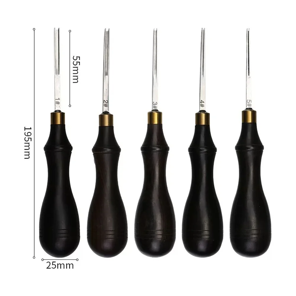 Stahl-Lederkantenabschräger mit Ebenholzgriff, 5 Größen, Handgeführtes Kantenwerkzeug für Lederarbeiten – Detail 6