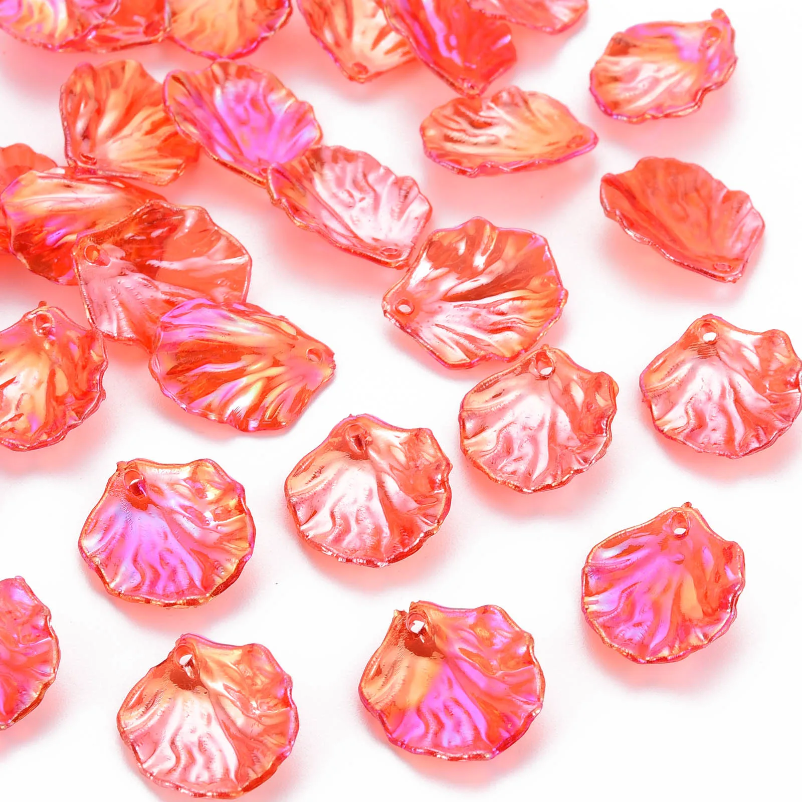 

1720pcs/500g Transparent Acrylic Pendants AB Color Plated Colorful Leaf Charms For Earring Neckalce Jewelry Making 19.5x17x4.5mm