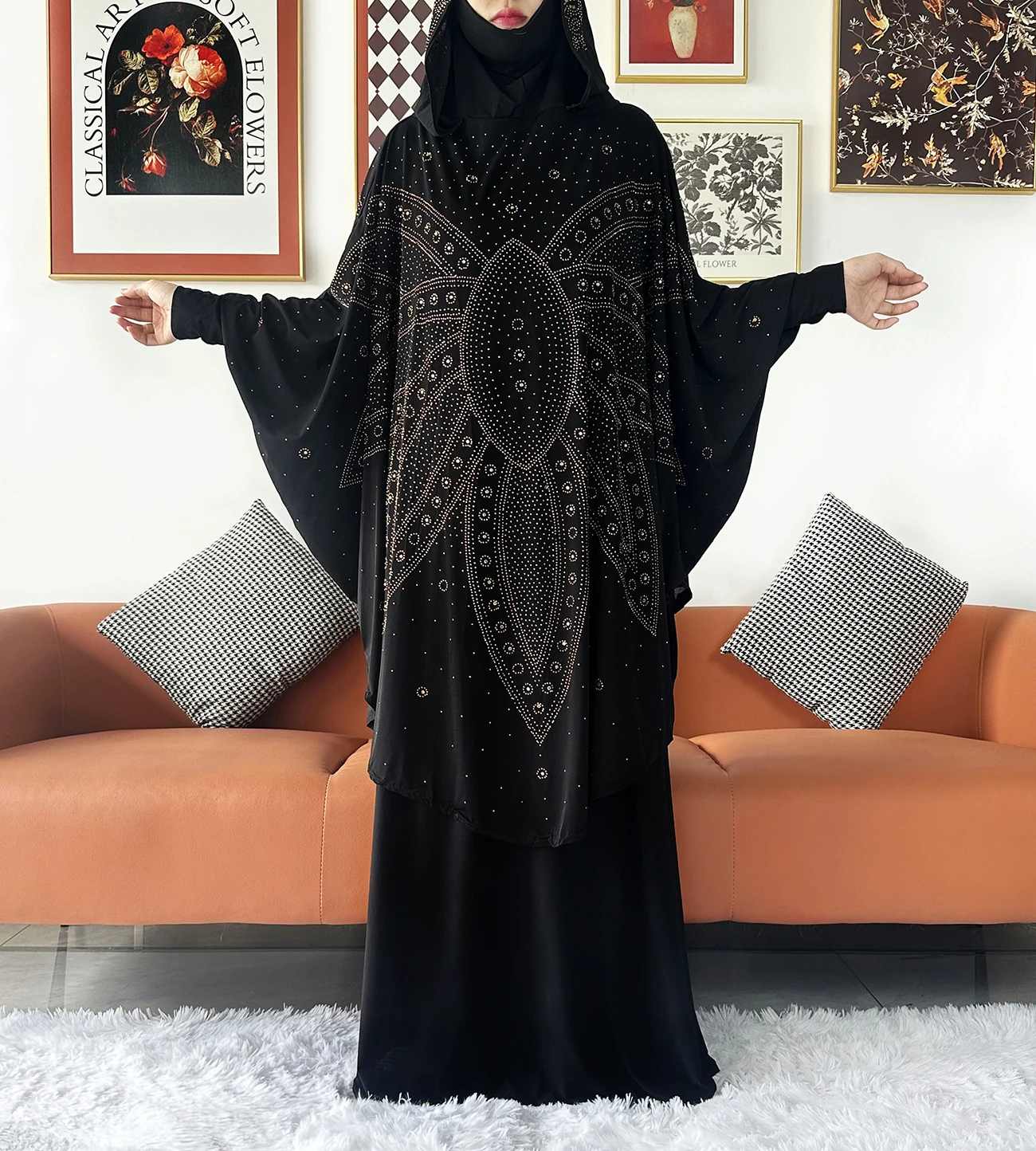 Two Piece Set Jilbab Prayer Clothes Muslim Abaya Set Women Prayer Garment Dress Hijab Long Khimar Skirt Sets Islamic Ramadan