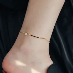 316L Stainless Steel Smile Zircon ins Anklet Ladies Fashion Trend High Jewelry Beach Accessories SAB139