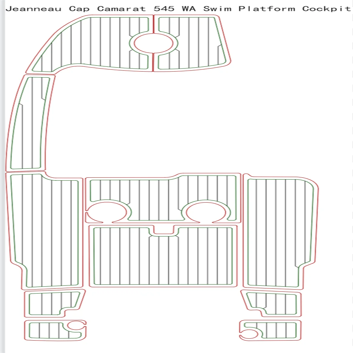 

2006 Jeanneau Cap Camarat 545 WA Swim Platform Cockpit Boat EVA Teak Floor Pad