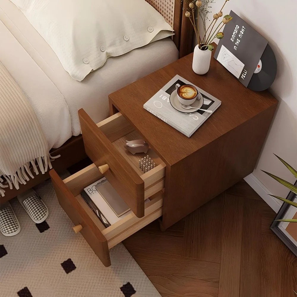 منضدة خشبية حديثة ذات درجين لغرفة النوم والفندق بتصميم نحيف وخزانة تخزين #5