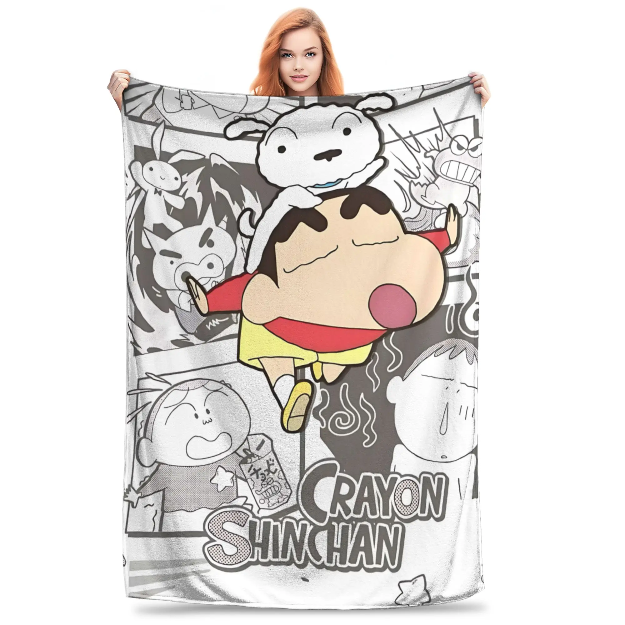 1PC Crayon Shin chan‌s  Winter Blankets for Adults Bedding Home Interior Sofa Knee