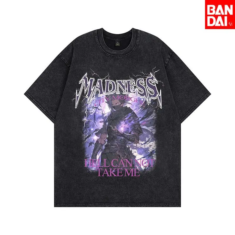 

Футболка мужская Bleach Ichigo Hollow Mask, летняя, винтажная, с эффектом кислотной стирки, оверсайз, аниме, уличная одежда, Харадзюку, свободный крой, хлопок, 2026