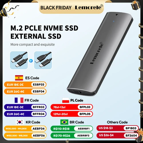 Lemorele SD1L M.2 SSD carcasa M.2 NVME SSD adaptador 10Gbps PCIe USB 3,1 Gen2 tipo C M/M @ B llave unidad de estado sólido
