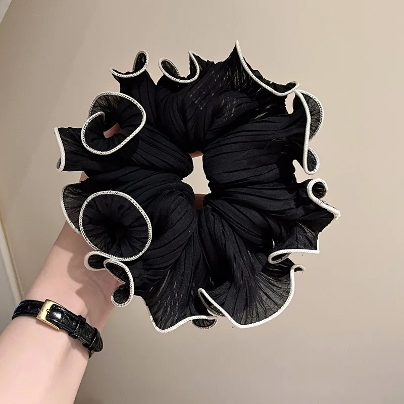 

1-4pcs New Korean Retro Folded Chiffon Oversize Scrunchies Women Sweet Temperament Fashion Exaggerated Headband Hair Rope Decor