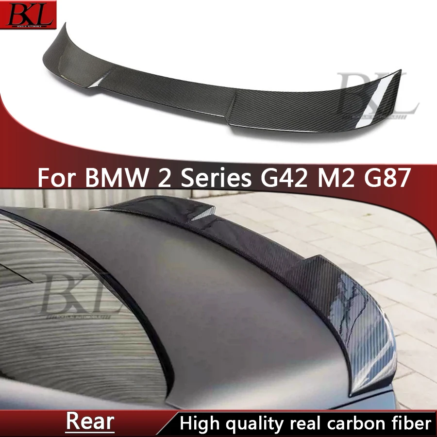 

For BMW M2 G87 M240 2 Series G42 Dry Carbon Fiber Tail fins Rear Trunk Spoiler Guide Wing Rear Wing Car Trunk Diverter