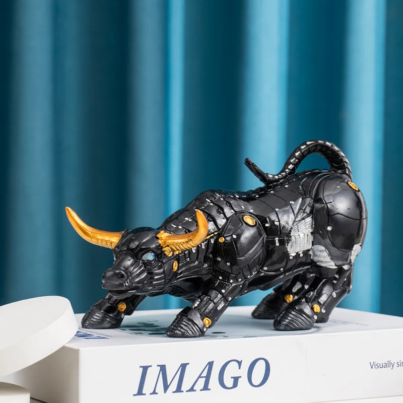 

Черная фигурка коровы в техническом стиле из смолы, декоративная деталь для домашнего офиса и рабочего стола