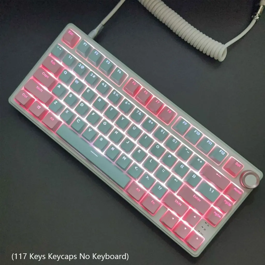 117 Keys Pink-Cyan Keycaps OEM Height PBT DIY Gamer Customization For 61 87 98 104 108 Keys Mechanical Keyboard