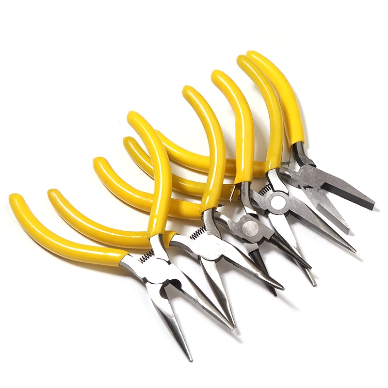 Yellow Color Stainless Steel Mini Pliers Tools Set Cutting Wire Plier Kits For Handcraft Beading DIY Jewelry Making Accessories