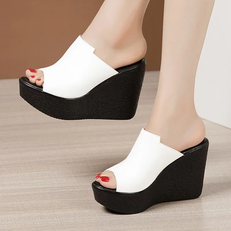 BEYARNE Wedges Heel Sandals Women\'s Summer Platform Open Toe Summer Shoes Woman White Sandals