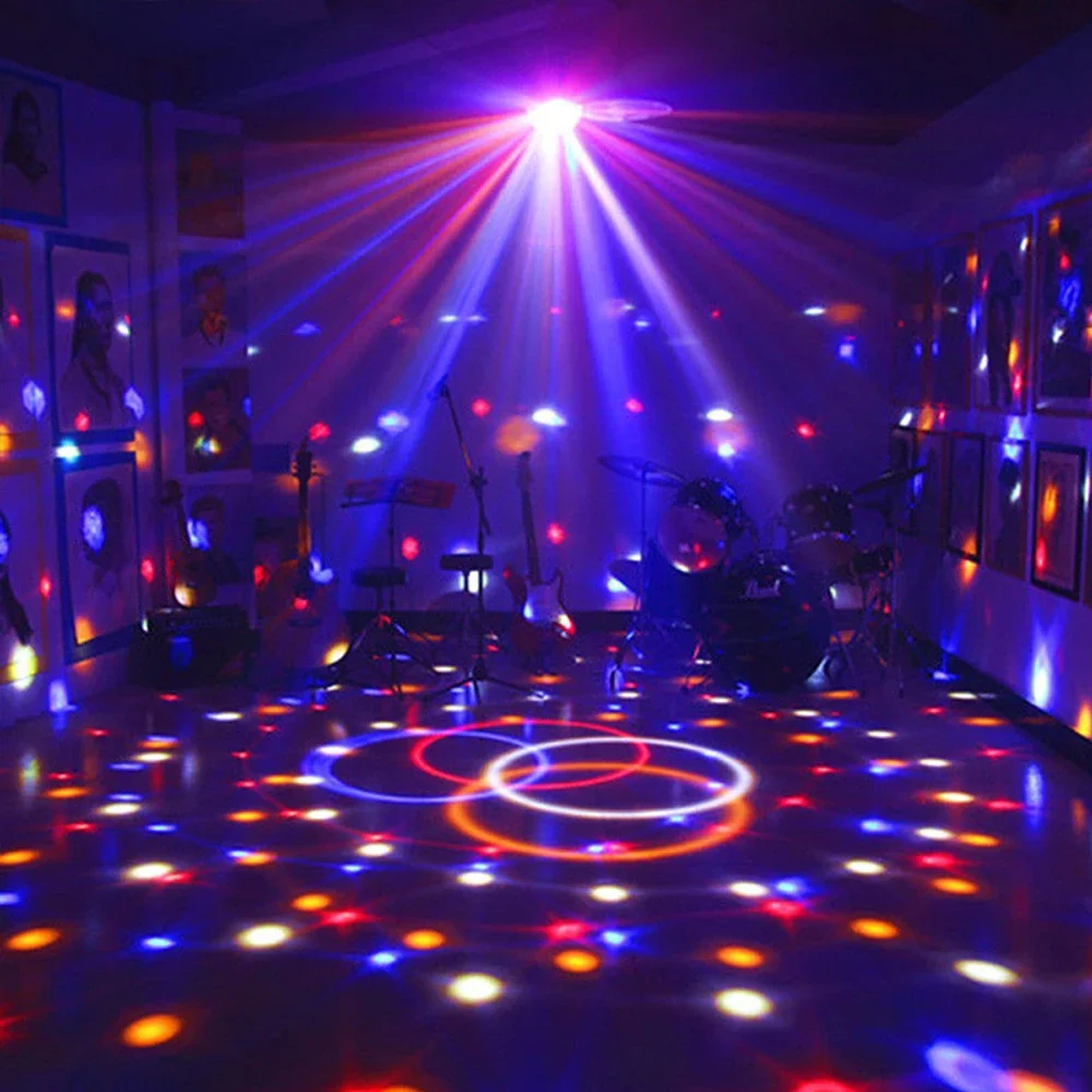 أضواء حفلات LED أضواء المسرح مع جهاز التحكم عن بعد RBG ديسكو الكرة جهاز عرض ليزر الصوت المنشط أضواء الرقص الموسيقى