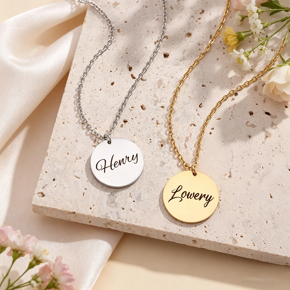 

Custom Jewelry Extraordinary Name Necklace Stainless Steel Material Personalized Engraving Pendant Couple Jewelry Men Bes Gifts