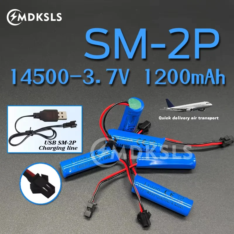 3.7V 1200mAh 14500 New Rechargeable Battery SM-2P Plug  ChargerFor C2 D828 RC Stunt Dump Car Battery Toys Accessories RC Car